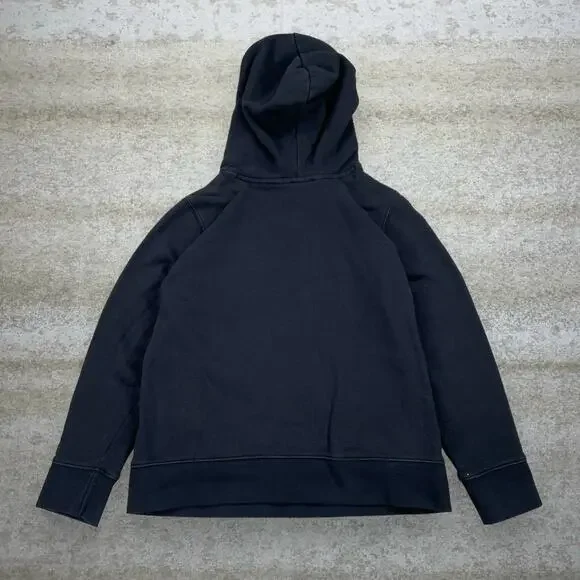 Vintage Y2K Adidas Hoodie Women S Jet Black Cotton Large White Trefoil Logo - Picture 2 of 3